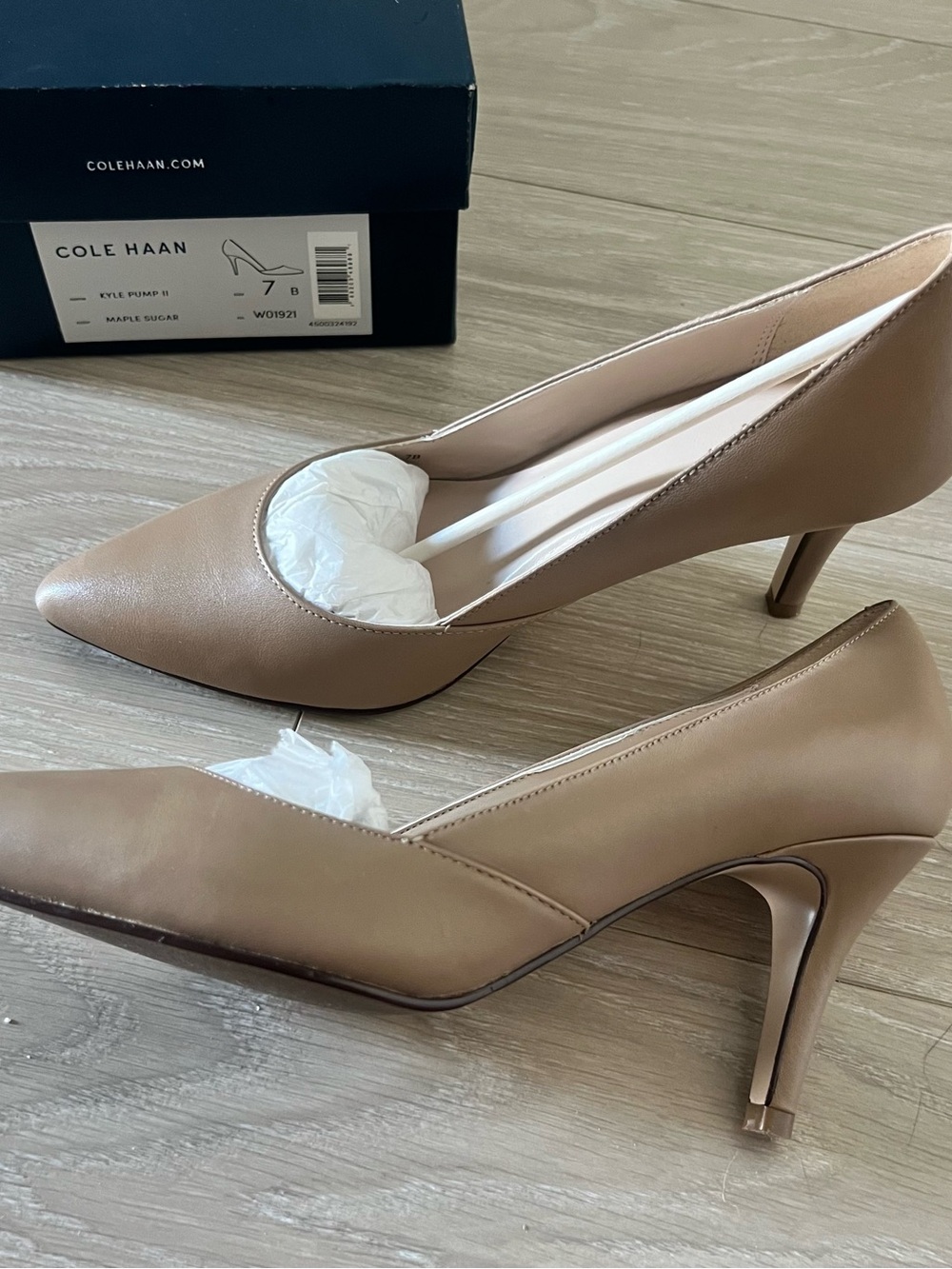 Cole Haan Taupe (Maple) Pointed-Toe Leather Pumps